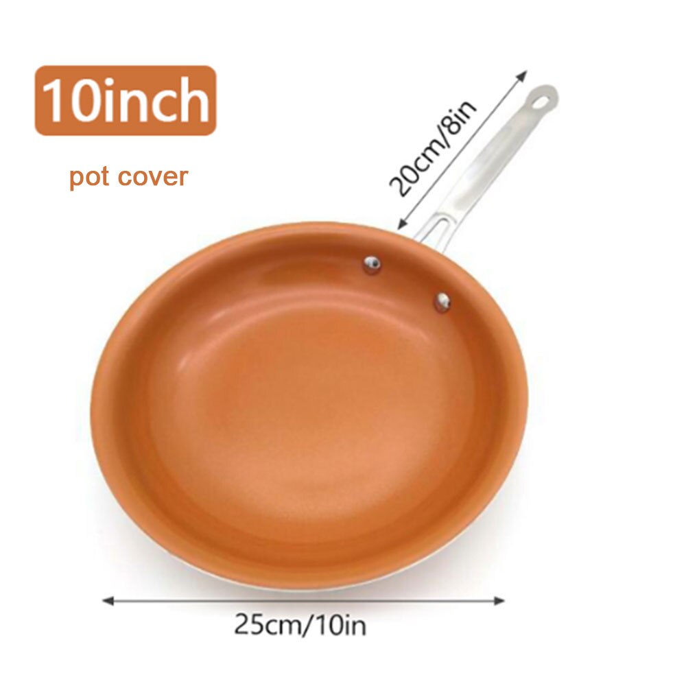 Non-stick Copper Frying Pan with Ceramic Coating Induction Cooking Dishwasher Safe Pan Pizza Pancake Gas Cooker Pans: 8inch with cover