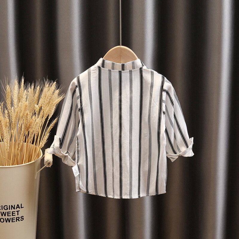 Kids Shirt Kleding Lente Lange Mouwen Dunne Blouses Kleding 1 2 3 4 Jaar Herfst Gestreepte Print Peuter Jongen Shirts casual Blouse