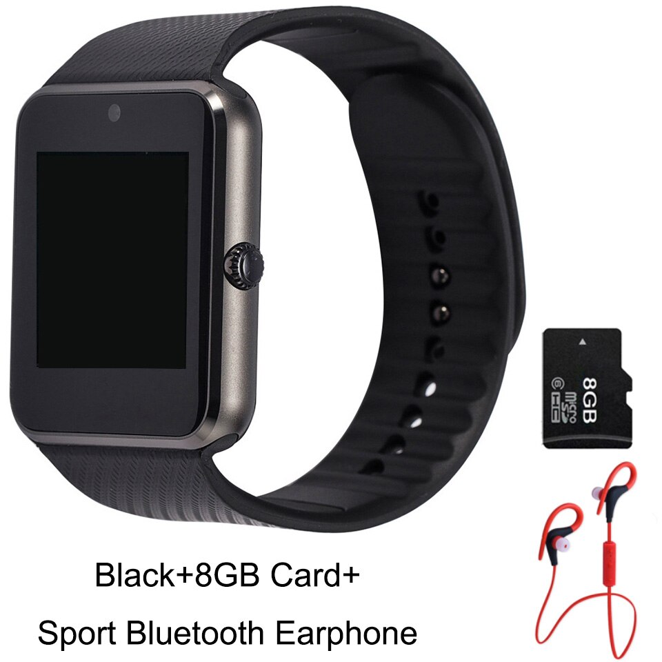 GT08 Bluetooth Intelligente Della Vigilanza Del Wristband SIM Carta di TF Del Telefono MP3 Smartwatch Per Apple iOS Android di SMS/chiamata di Promemoria Per Il Fitness macchina fotografica: BlackxCardxSport