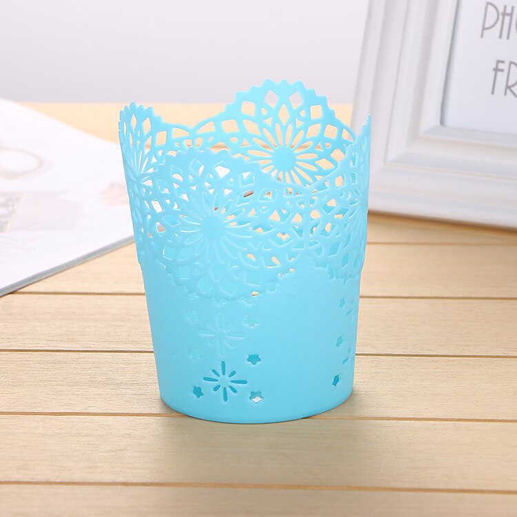 Hollow Flower Brush Storage Pen Pencil Pot Holder Container Desk Organizer