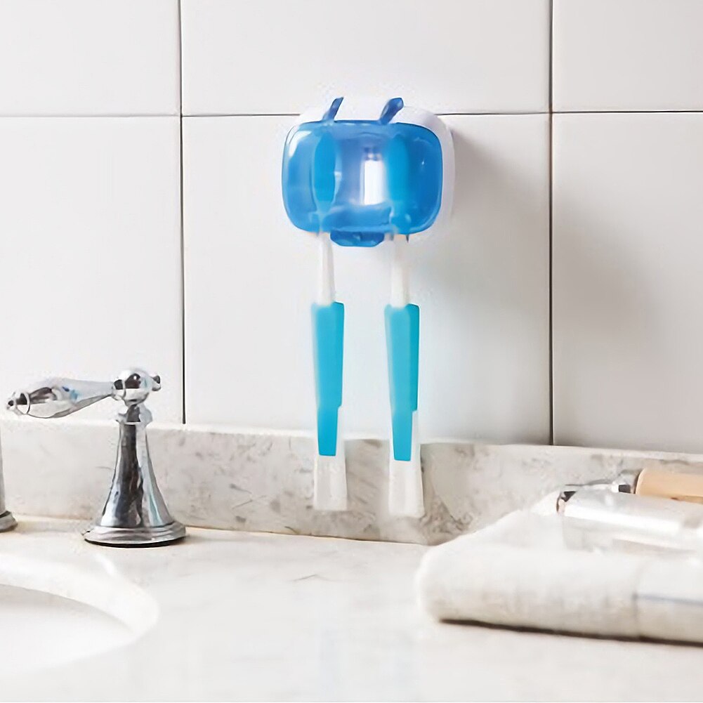 Esterilizador de cepillo de dientes con luz UV para el hogar, soporte de caja de desinfección para montaje en pared de baño, soporte para cepillo de dientes con 2 ranuras