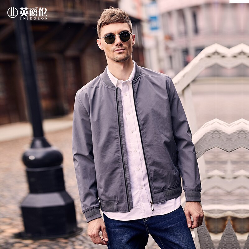 Enjeolon Brand Autumn Winter Men Simplicity Jacket Coat Young Causal Embroidery Print Baseball Coats JK0379