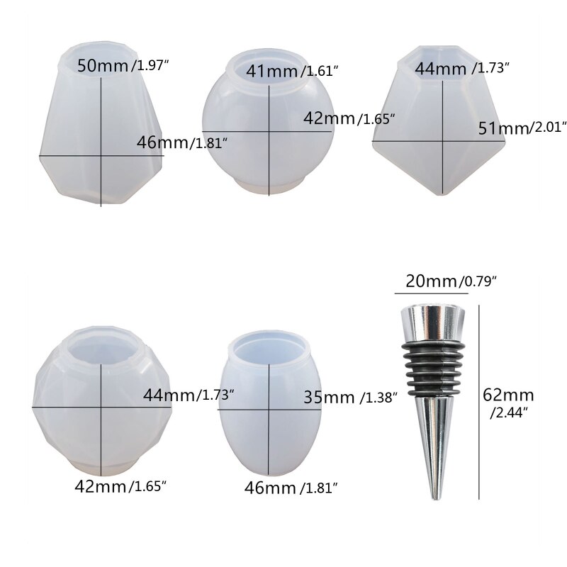 Juego de moldes de silicona para hacer botellas, herramientas artesanales para hacer tapones de vino, Chocolates, jabones, moldes de fundición de resina, 1 Juego