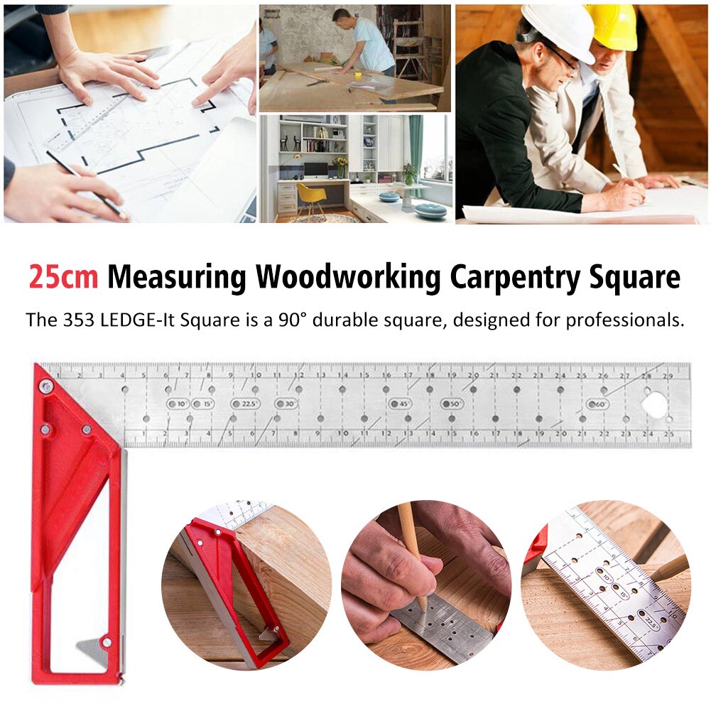 25cm 3 Milled Surfaces 353 Stainless Steel Home 90 Degree Portable Try Mitre Hand Tools Mark Line Carpentry Square Woodworking