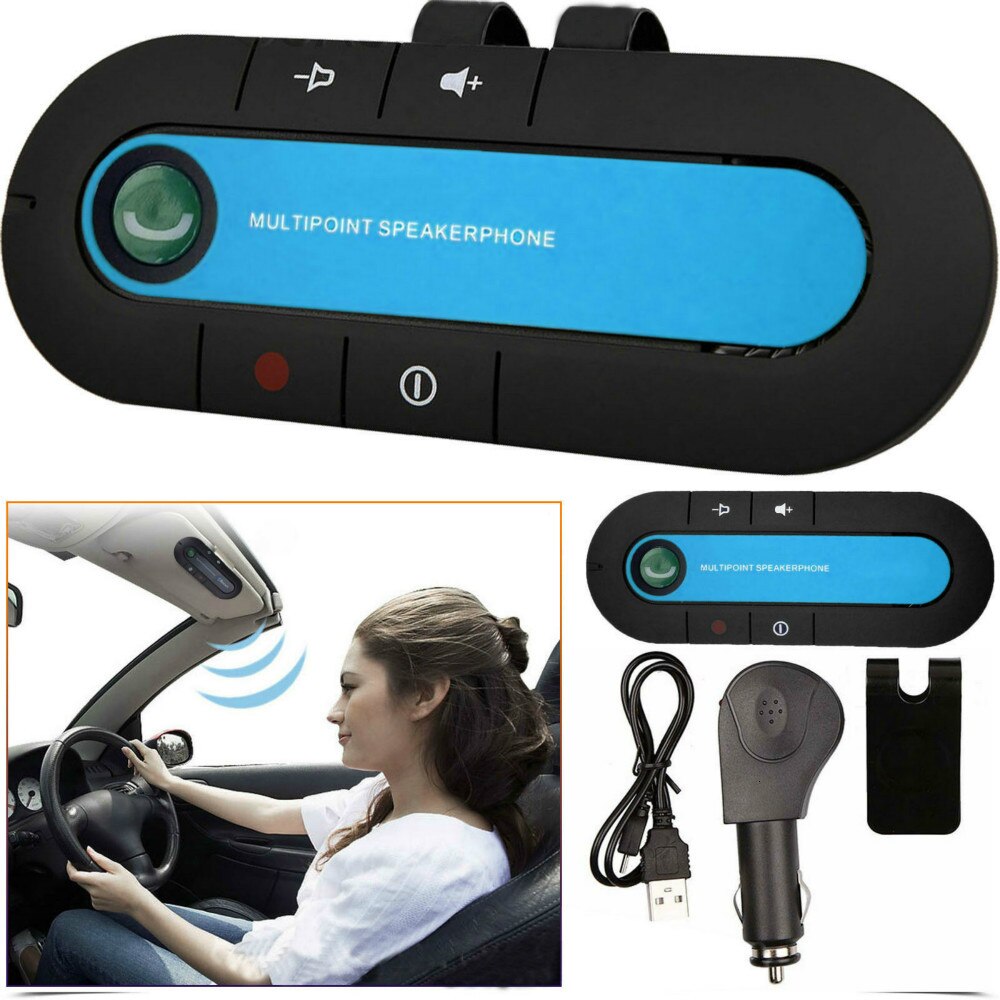 Bärbar bil handsfree bluetooth-mottagare med clip-on solskydd bluetooth bil mobil fordon högtalare telefon musikmottagare trådlös