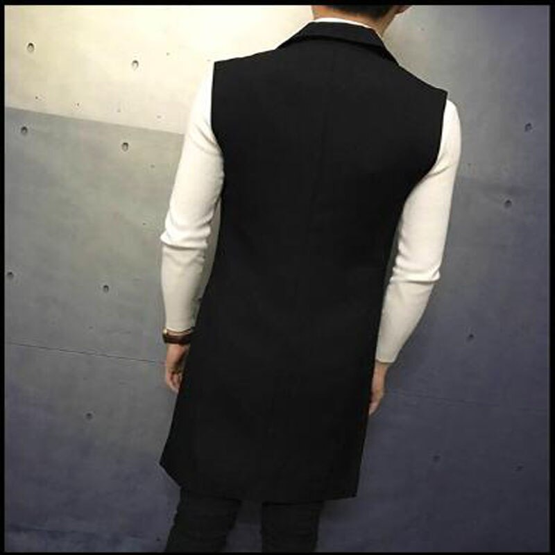 M -5xl herr vår höst kläder toppar skjortor rem enkelknapp lång väst herr slimmad ärmlös jacka kappa väst