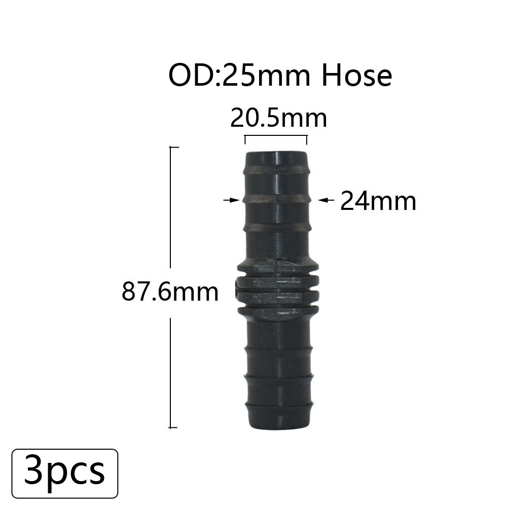Plastic Hose Barb Connectors 16/20/25mm Pe Tube Tee Elbow Cross End Plug Reducing Coupler Drip Irrigation Fitting 1/2 3/4 1": black