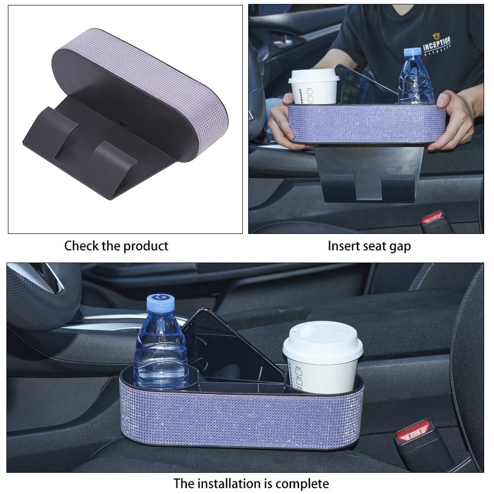 Pu Lederen Opbergdoos Autostoel Spleet Kloof Filler Koffie Cup Bidon Holder Tidy Organizer Case Auto Accessoires Bling verblinden