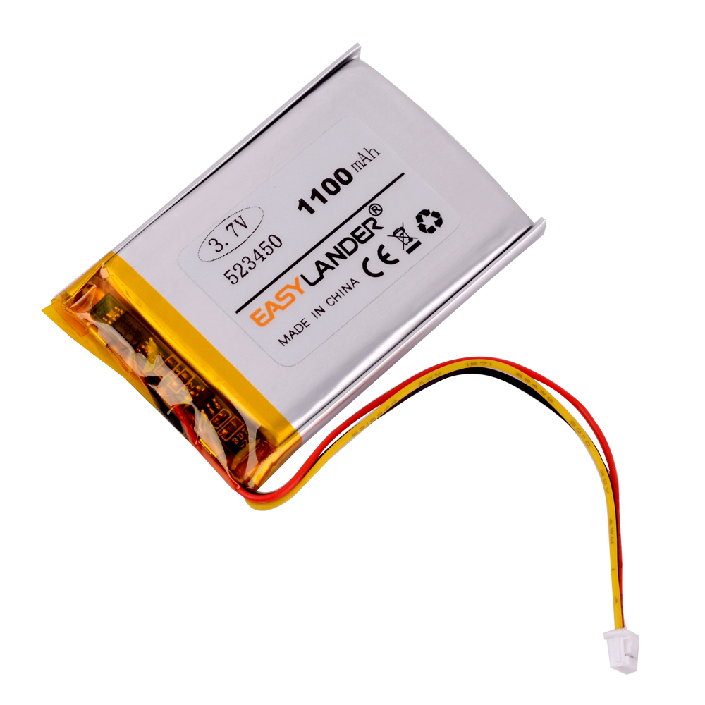 3 thread 523450 3.7V,1100mAH,PLIB; polymer lithium ion / Li-ion battery for GPS,mp3,mp4,mp5,dvd,bluetooth,model toy