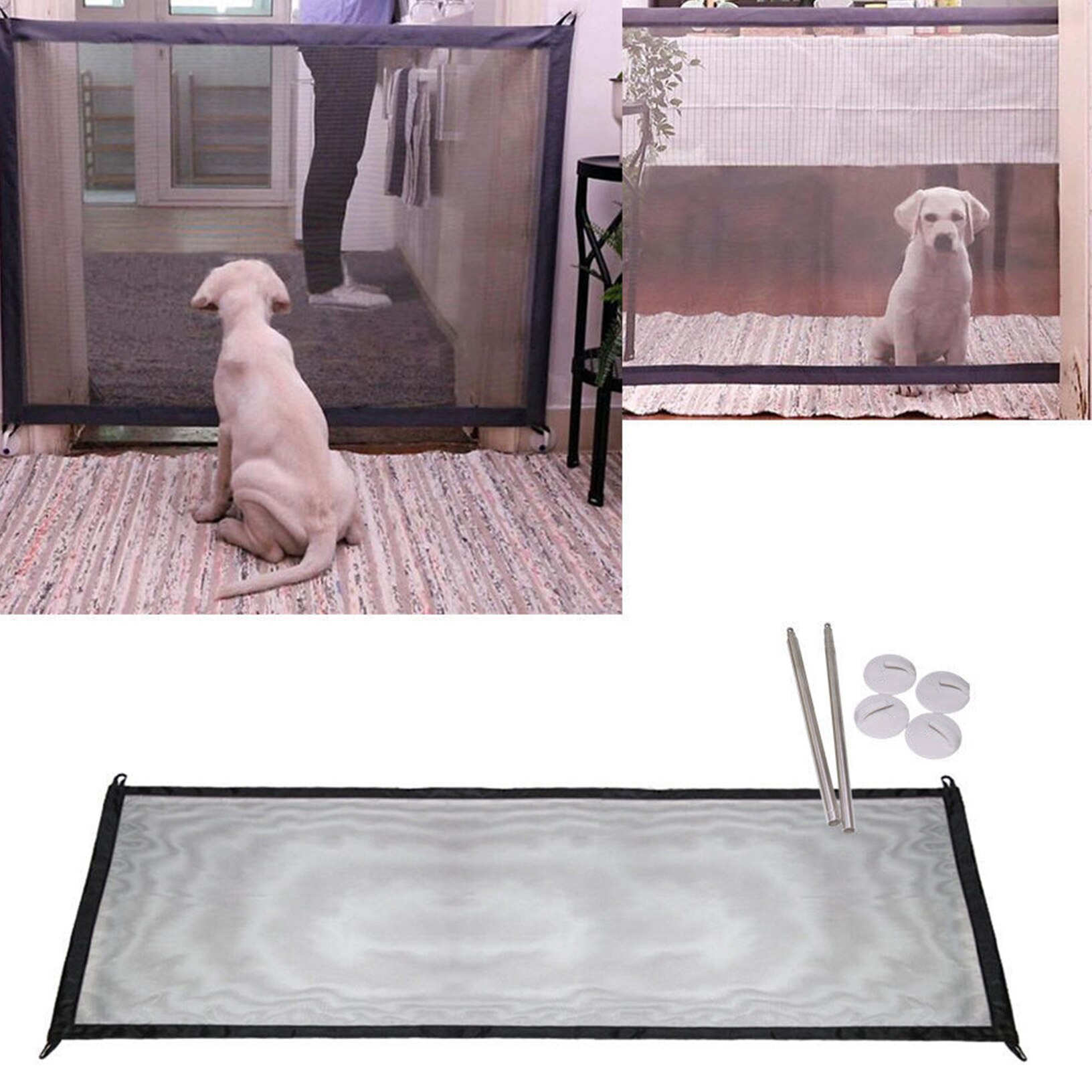 Clôture de sécurité pour animaux | Boîtier facile à installer, pliable, en maille, pour chien et chat, barrière de sécurité pour les animaux de compagnie