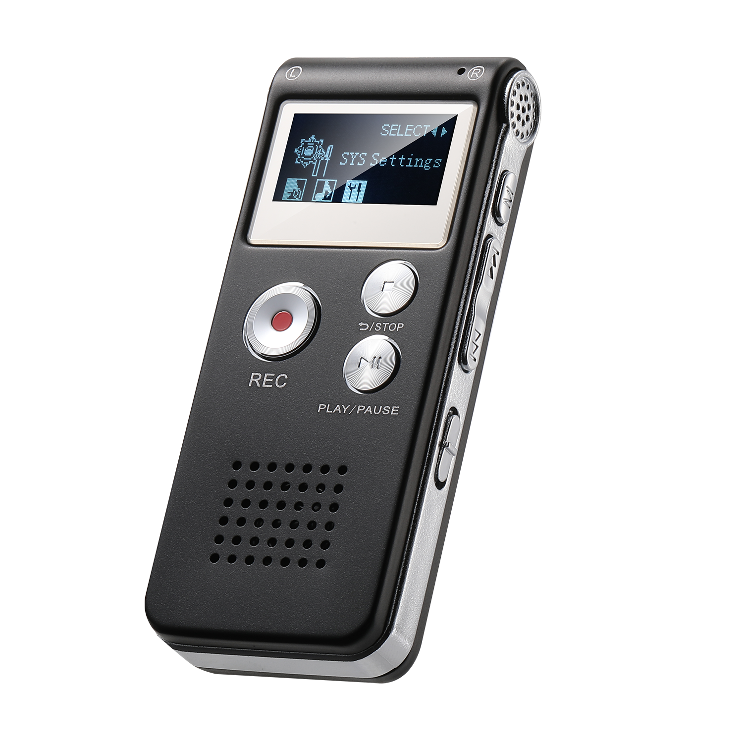 Grabadora de voz digital Grabadora activada por voz Mini grabadora de voz Grabadora de audio pequeña mejorada con MP3 y USB para conferencias: Negro