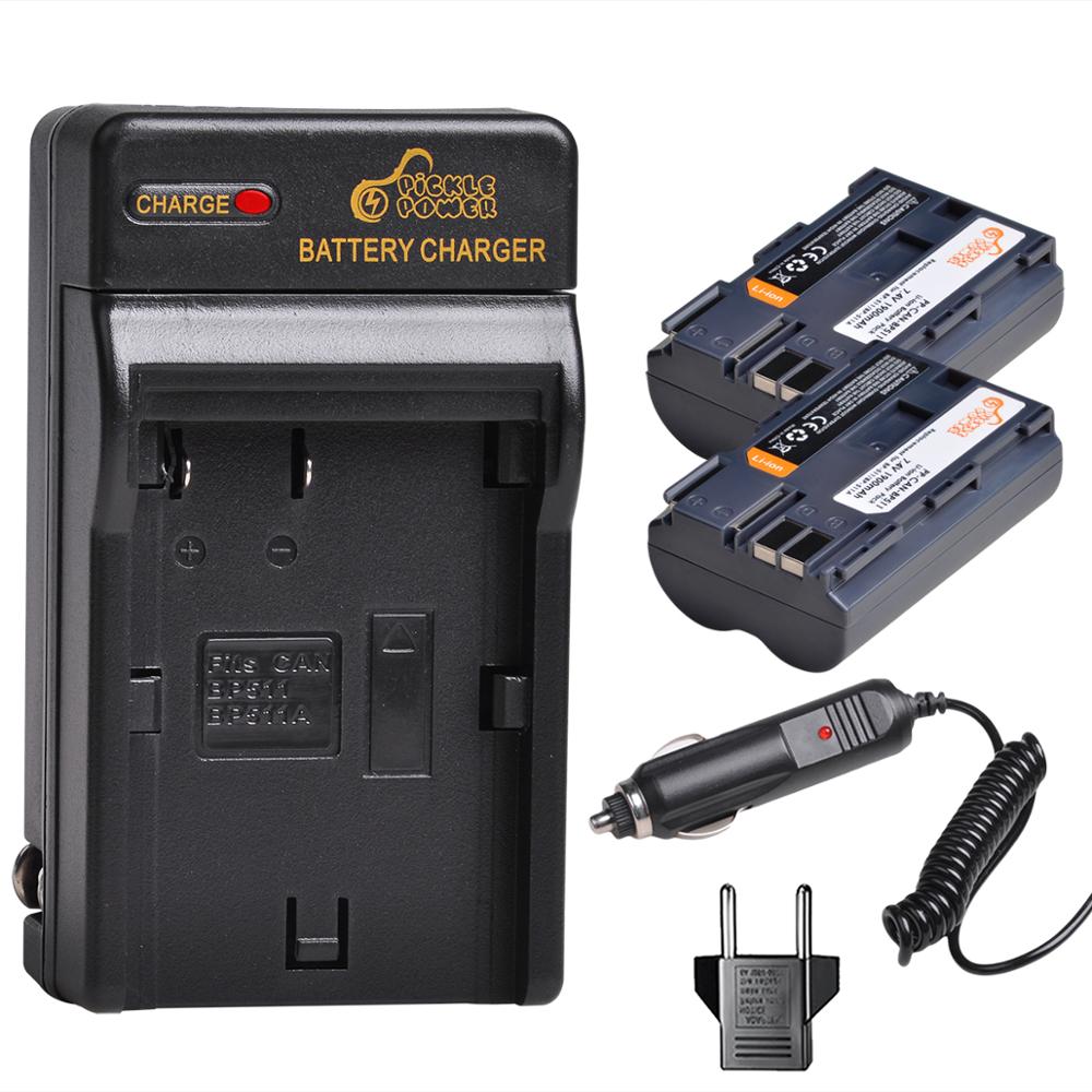 BP-511A BP-511 BP 511 511A BP511A Battery + Car /Wall Charger for Canon EOS 40D 300D 5D 20D 30D 50D Camera: 2 battery 1 charger