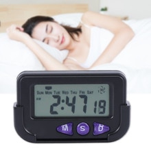 Unique Digital Small Plastic Large Display Electronic Black Stopwatch Automotive Travel Portable Alarm Clock Home Accurate