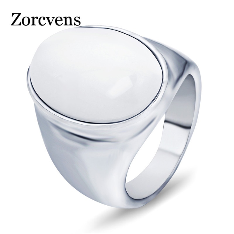 ZORCVENS Ring Rustfrit Stål Opal Oval Geometrisk Party Unisex