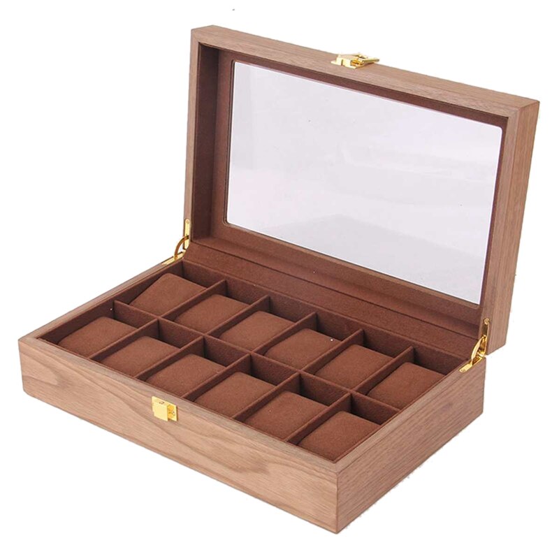 Retro Wooden Watch Display Case Durable Packaging Holder Jewelry Collection Storage Watch Organizer Box Casket: A7