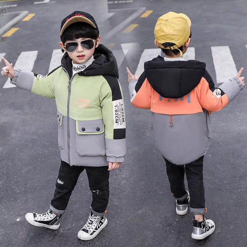 Jongens Winterjas Warme Jas Kleding Dikke Parka Kinderen Winter Jassen Kids Brief Afdrukken Bovenkleding Voor 2-8years