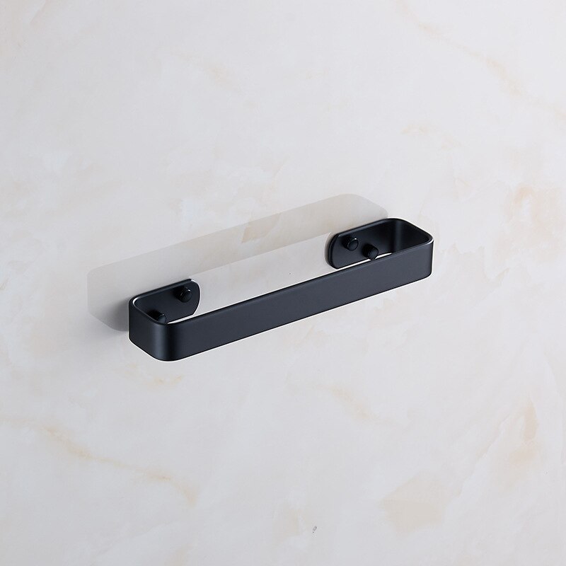 Porte-serviettes adhésif noir mat | Étagères pour serviettes, ensemble de quincaillerie de salle de bains, porte-serviettes mural anneau pour serviettes: 30cm