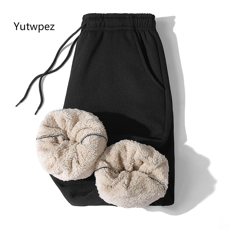 Tjocka träningsbyxor vinter herr plus sammet vadderade byxor smal stor storlek varma byxor solid trend sport jogging m -5xl, za