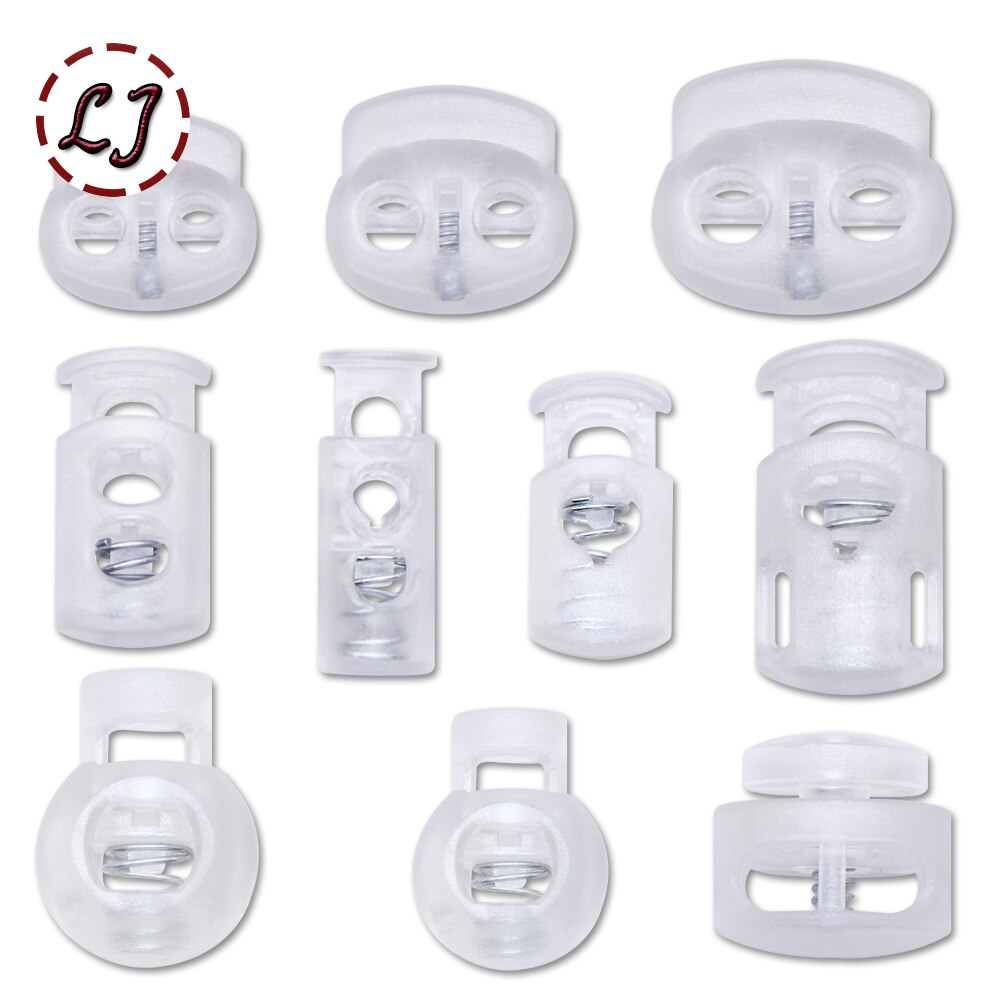 10pcs Cord Lock Plastic Stopper Cord Ends Toggles Clip Buckle Button Clear Frost Shoelace Sportswear DIY Bag Accessories