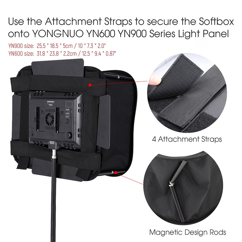 Diffuseur de Flash Portable pour YONGNUO YN600 YN600L II YN600S YN600RGB YN600AIR YN900, panneau d'éclairage vidéo LED