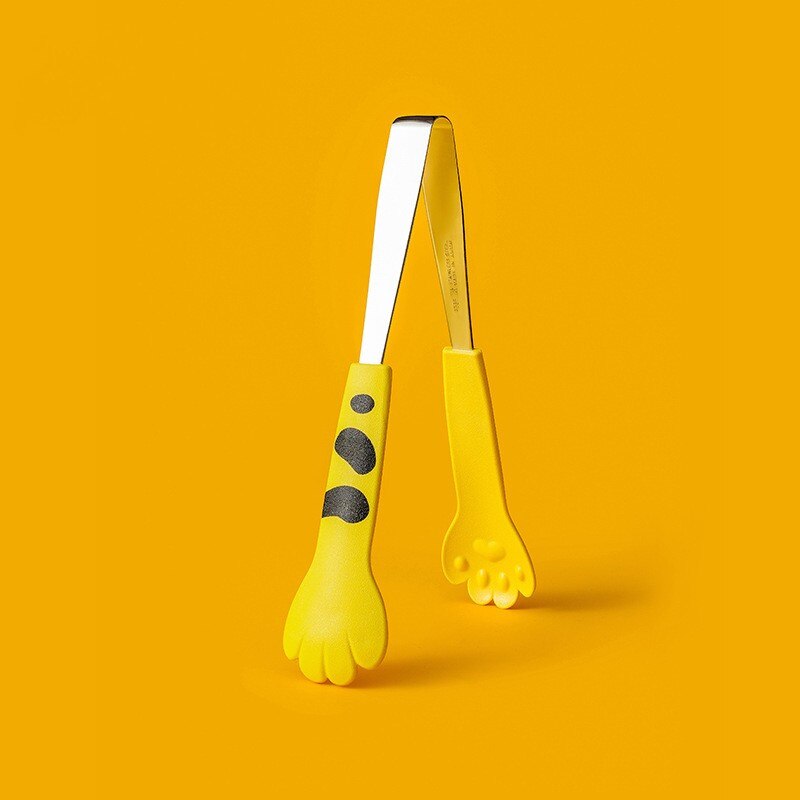 1PC pinze per pasti simpatici cartoni animati pinze per alimenti a forma di zampa di gatto in acciaio inossidabile mini barbecue clip accessori da cucina gadget da cucina: giallo