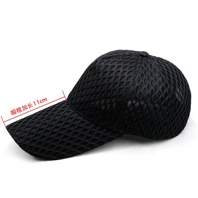 Grande taille casquette de baseball pour homme adulte été maille hip hop chapeau grande tête hommes grande taille plaine casquettes de relance M 56-60cm L 60-62cm: black 11 cm / 56 to 60cm