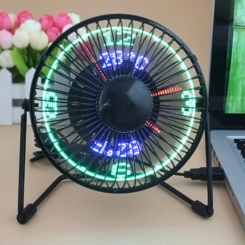 superventas USB reloj LED Mini ventilador con visualización de la temperatura en tiempo Real de escritorio 360 ventiladores de refrigeración de la Oficina para el hogar QJY99