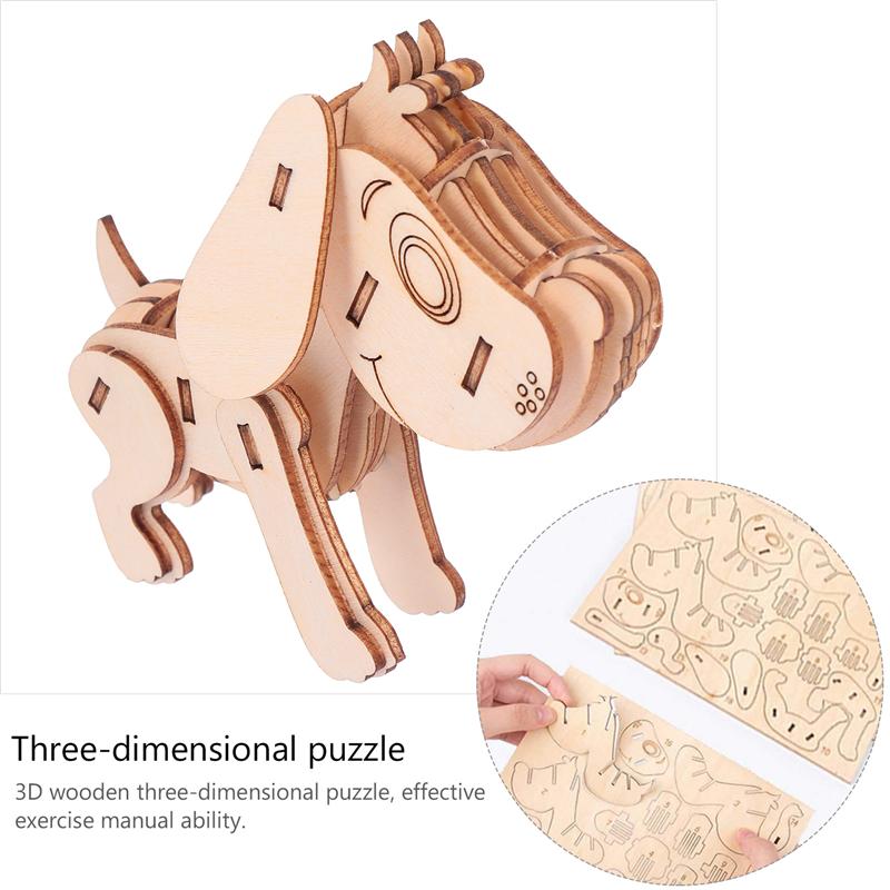 3 Pcs 3D Hout Dier Puzzel Model Kit Speelgoed Educatief Puzzels Eekhoorn Puzzel