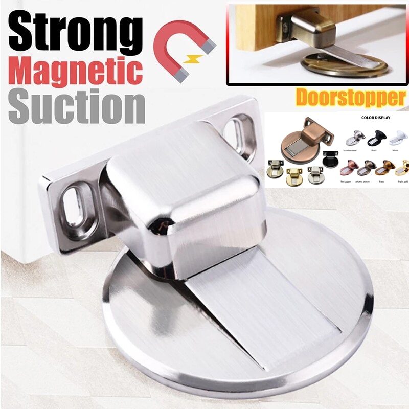 Powerful Magnetic Door Stopper Doorstop Wall Floor Mount Stainless Steel Safety Door Holder Stopper Home Hardware
