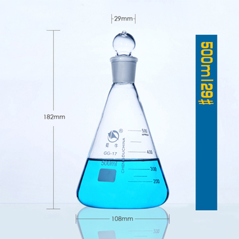 Glass triangle flask with Standard plug Chemistry laboratory conical flask Thicken High Borosilicate glass High temperature