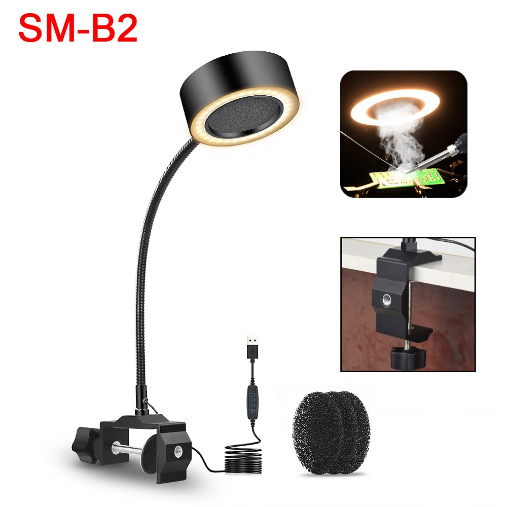 NEWACALOX USB Solder Smoke Absorber Welding Fume Extractor Fan with 50Pcs SMD LED Lights for Welding DIY Working Fan Tool: SM-B2 Smoking Device