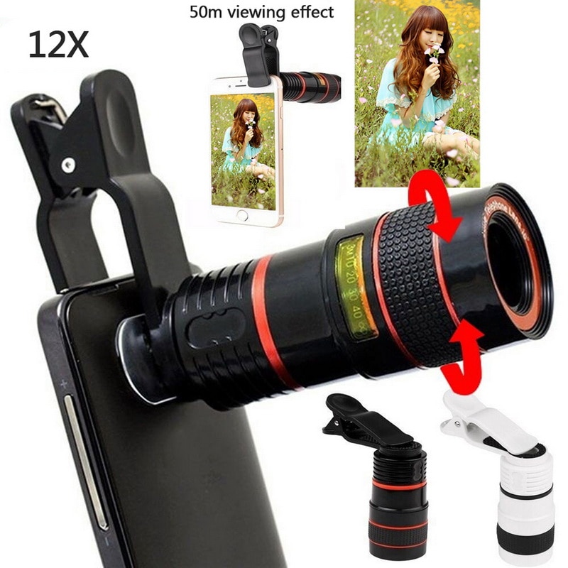 Mobiele Telefoon Lens Universele Clip 12X 8X 20x Zoom Cellphone Telescoop Lens Tele Smartphone Camera Lens Voor Iphone Xiaomi