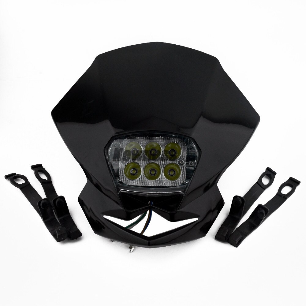Faros LED universales para motocicleta, lámpara Enduro para KLX, KDX, bicicleta RMZ, DRZ, DR, XR, YZ, CR, Supermoto: Black