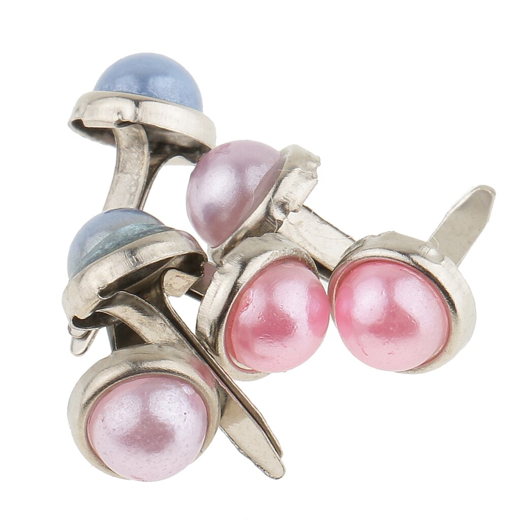 200x Pearl Head Metal Brad Paper Fastener Decorative Brads Scrapbooking
