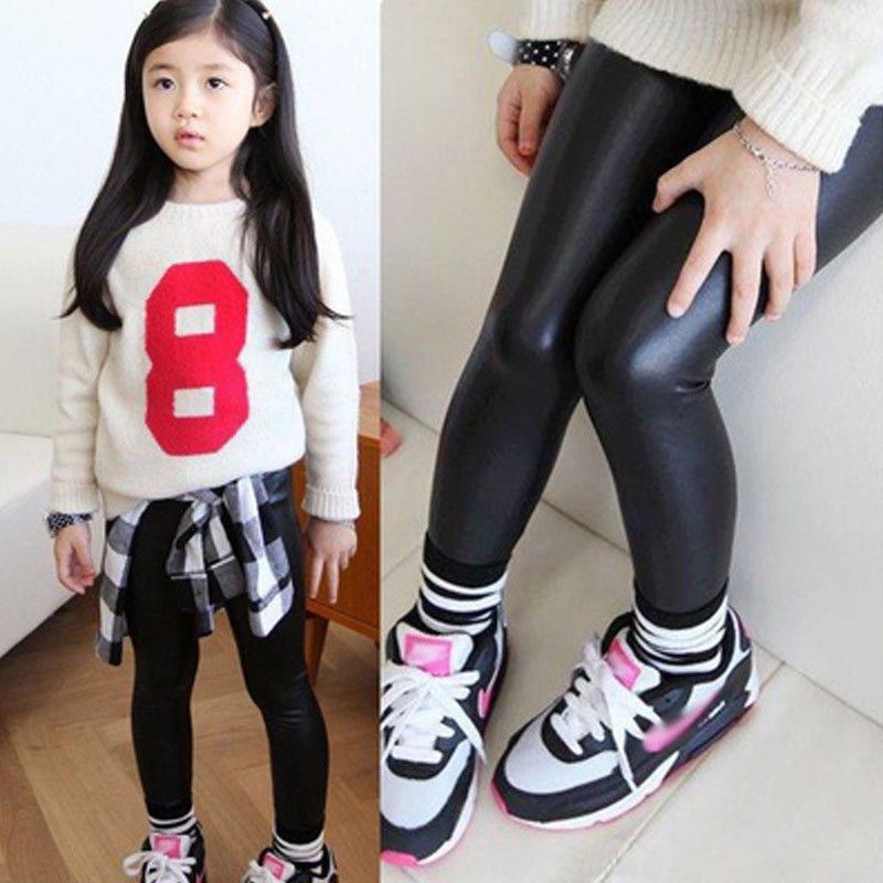 Kids PU Lederen Broek Meisjes Baby Kids Stretch Broek Peuter Skinny Leggings voor 1-8Y