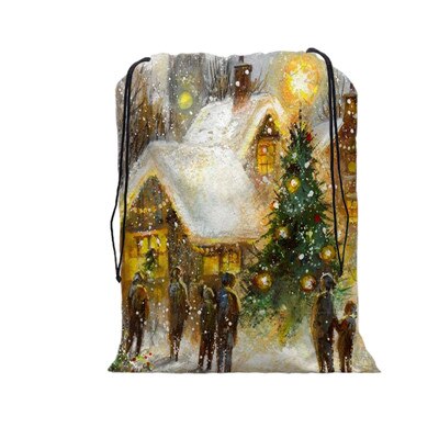 De zak vrolijke kerst print tas kerst trekkoord tassen dames multi-stijl reisrugzak wolesale: 09