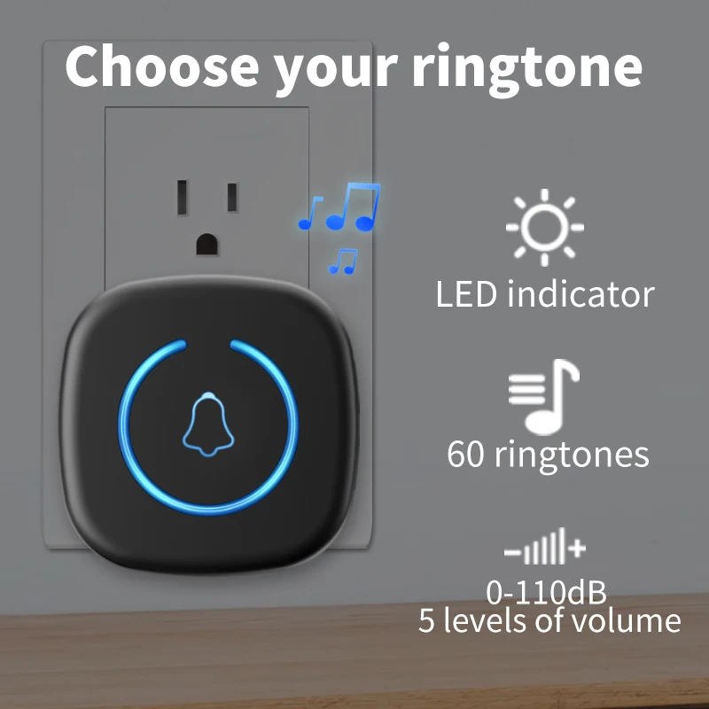 CACAZI Door Sensor Chime for Door Opens Outdoor Split Sensor Doorbell Adjustable 60 Ringtones LED Indicators Entry Alert Chime