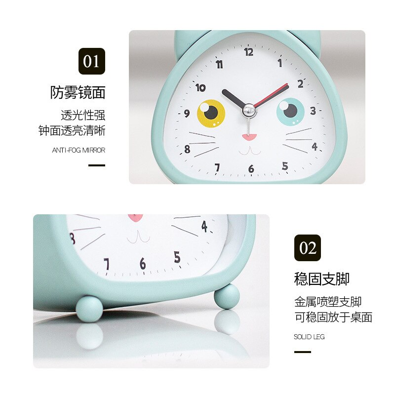 Cartoon Kleine Wekker Studenten Gebruik Nachtkastje Lichtgevende Kinderen Mute Creatieve Persoonlijkheid Lui Klok Alarm