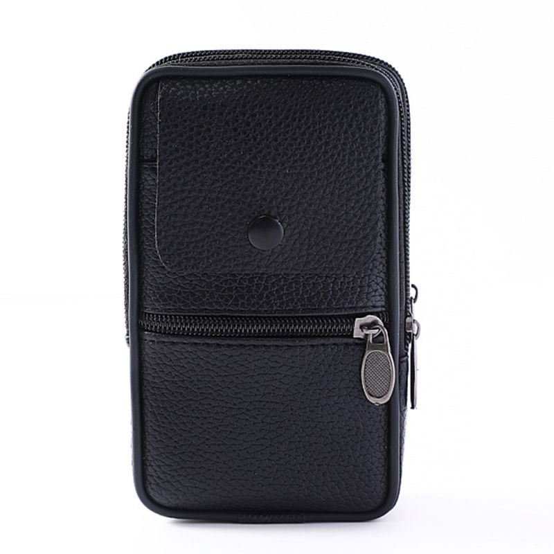 Outdoor Vertikale PU Leder Mann Taille Pack Tragbare Zip Geldbörse Telefon Tasche Fanny Pack Tasche Mini Gürtel Taille taschen: Black