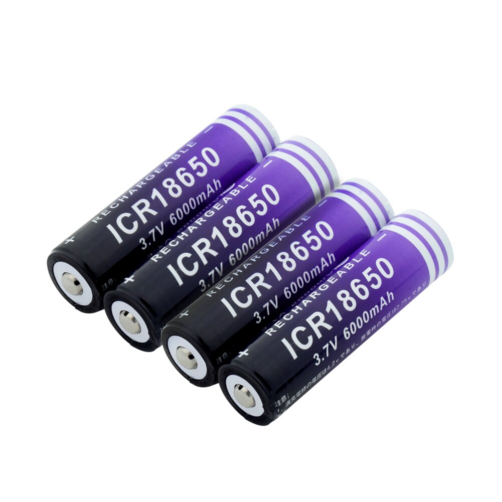 18650 batterie 3,7 V 6000mAh ICR 18650 wiederaufladbare liion Lithium-batterie für LED taschenlampe Mini Fan batery Li-Ion bateria: 4 Stücke