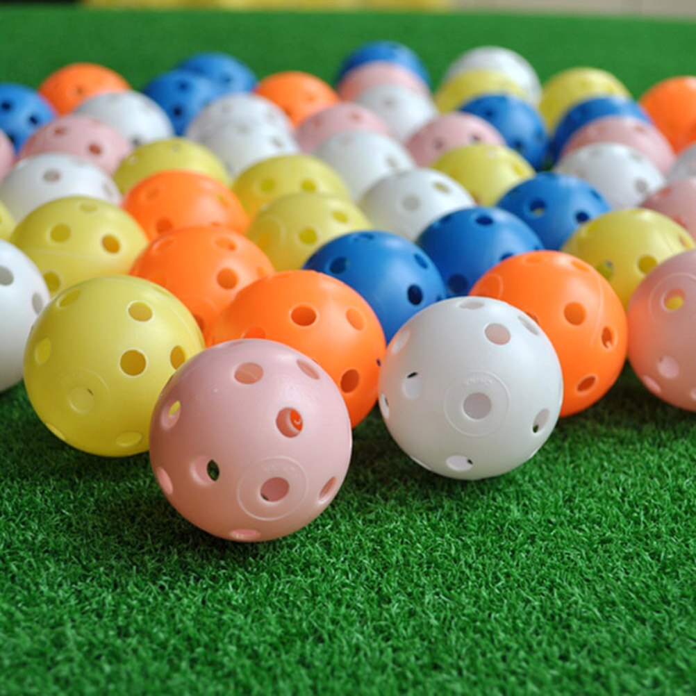 20 stk / sæt plast golfbolde whiffle luftstrøm hule golf praksis træning sportsbolde tilfældig farve