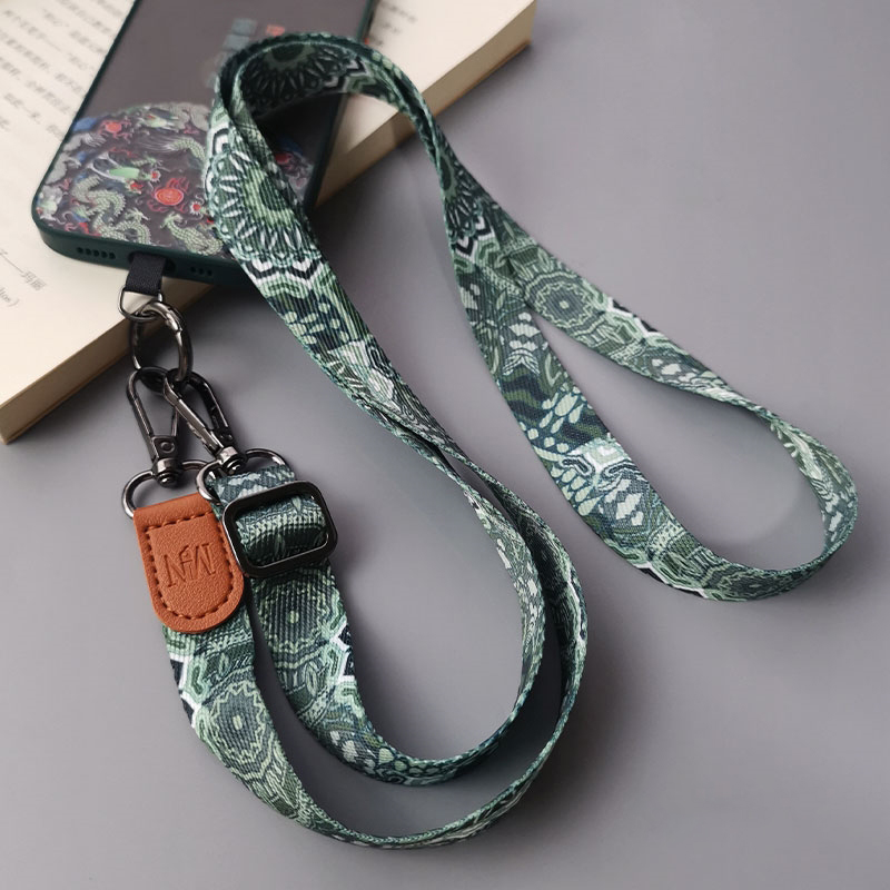 Retro Totempatroon Crossbody Mobiele Telefoon Lanyard Verstelbare Hangende Hals Mobiele Telefoon Riem Hanger Met Universele Kaartpakking