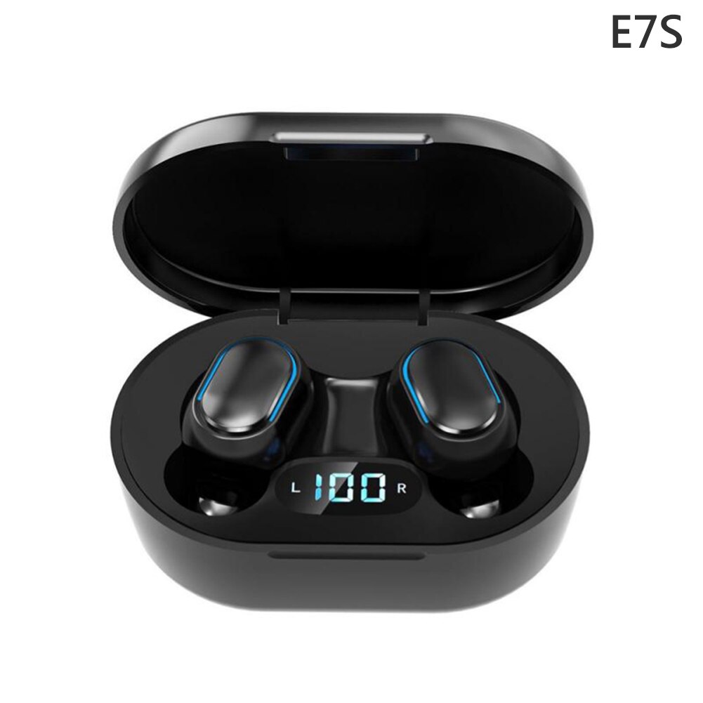 Auriculares A7S/E7S inalámbricos con Bluetooth , auriculares IPX7 impermeables deportivos estéreo 9D inalámbricos/Bluetooth 5,0: Black Black