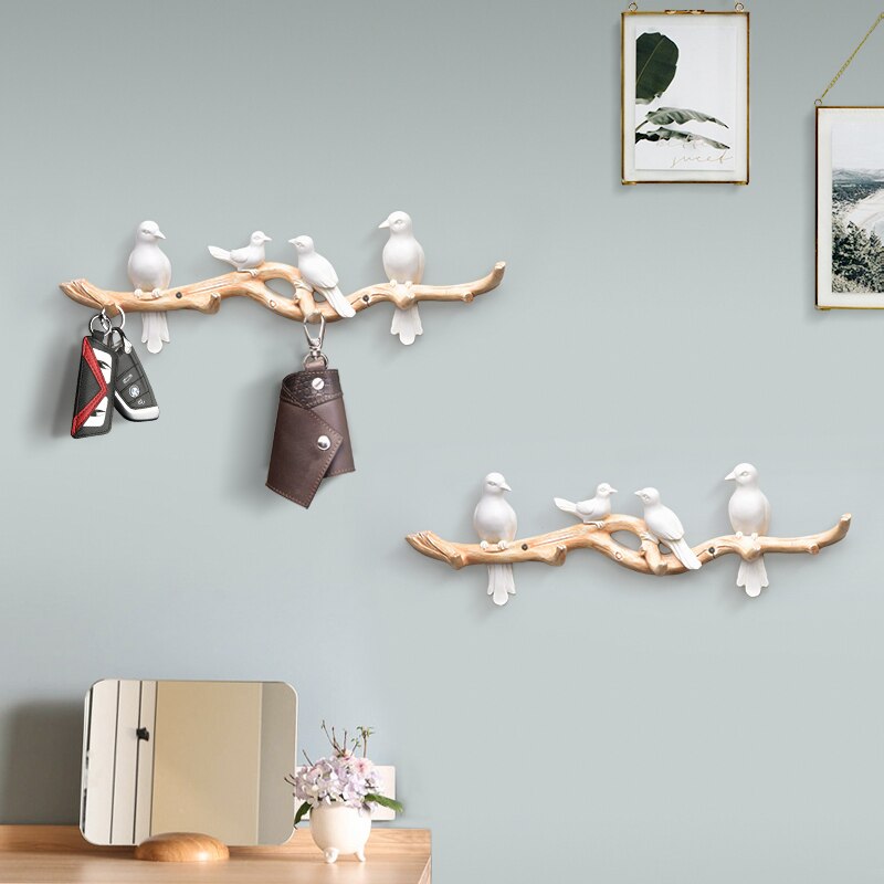 Scandinavische wandhanger, kledingrek van kunsthars, vogelhaak, knutseldecoratie, sleutelhanger, veranda-muurhaak , 3d stereo-muurstickers, muurschilderingen