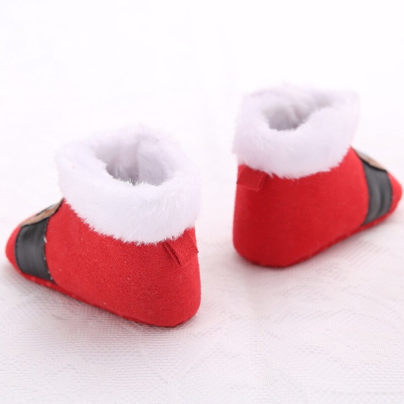 Christmas Winter Santa Claus Warm First Walkers Snow Baby Infant Crochet Knit Fleece Baby Shoes for Boys Girls DS9