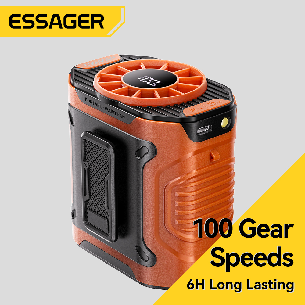 Essager Neck Waist Wearable Fan 10000RPM Hands-Free Cooling Speeds Adjustable 4000mAh Ultra-Light Portable for Travel Hiking