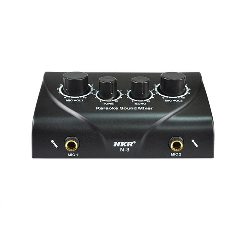 Portable Dual Mic Inputs o Sound Mixer For Amplifier & Microphone Karaoke Ok Mixer Black Us Plug