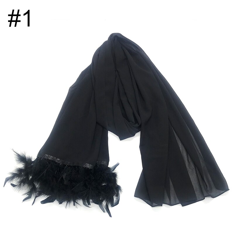 Écharpe plume en mousseline de soie, hijab, écharpe à bulle simple, écharpe populaire, châle musulman, turban, 190x70cm,: 1