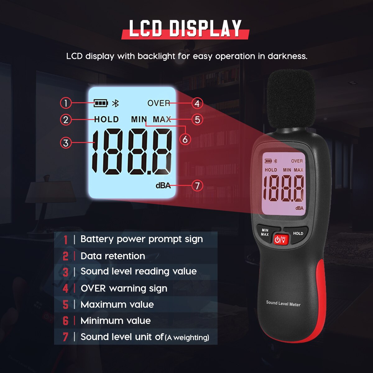 LUTIFIX WT85 Mini Digital Sound Level Meters 30~130db Digital Noise Tester Decibel Volume Meter Digital Measuring Instruments