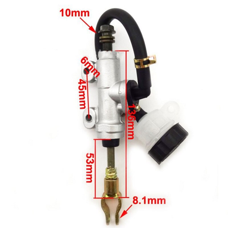 Universal 45mm Motorcycle Rear Brake Master Cylinder with Fluid Reservoir for Pit Dirt Quad ATV Bike
